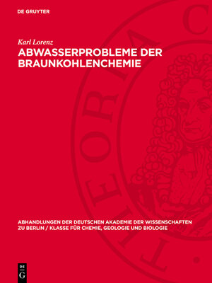 cover image of Abwasserprobleme der Braunkohlenchemie